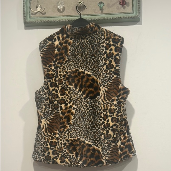 Vintage faux fur animal print Women's Leopard cheetah tiger Vest women’s XL - Picture 6 of 6
